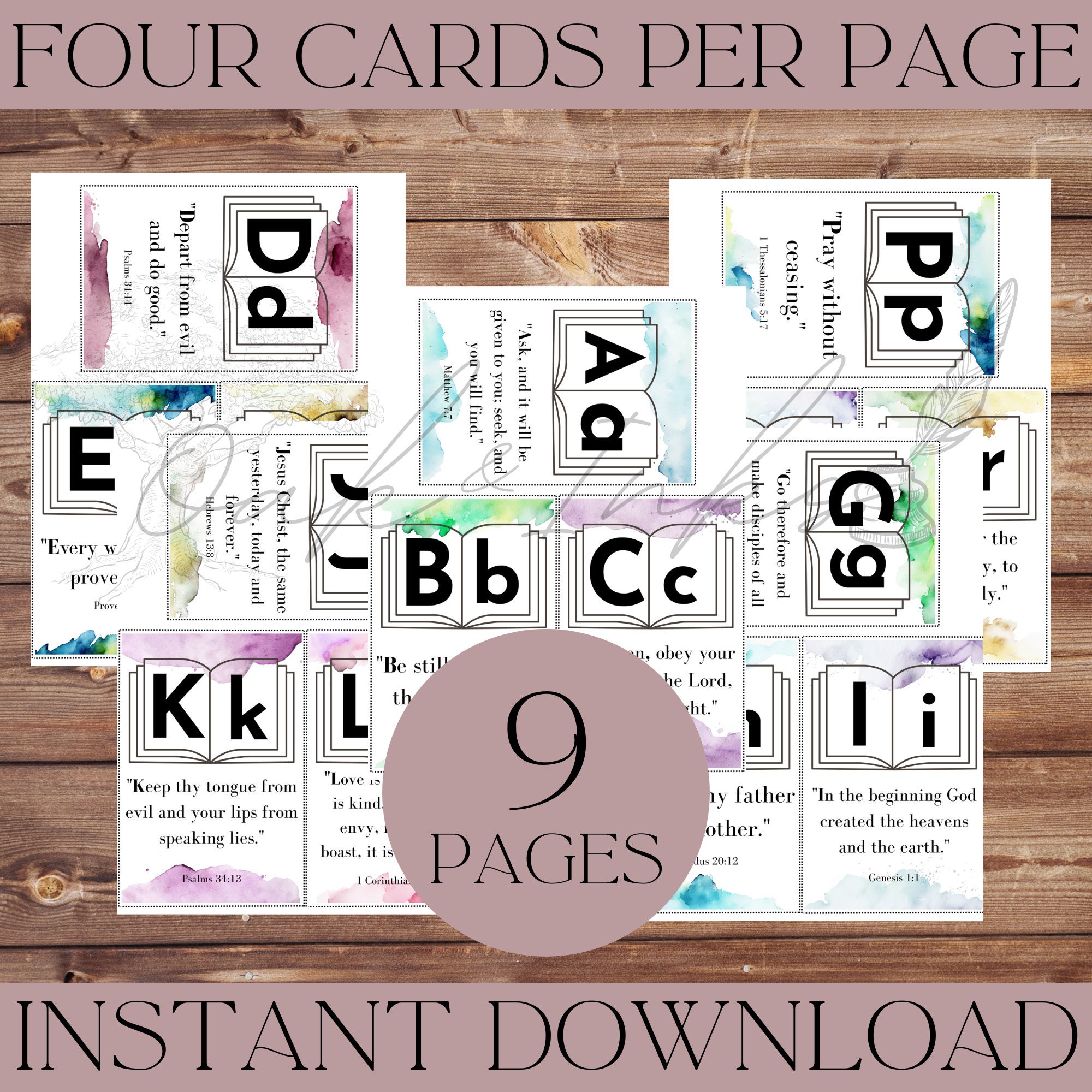 Watercolor Alphabet Scripture Cards | ABC | Memorization | Bible Verses ...