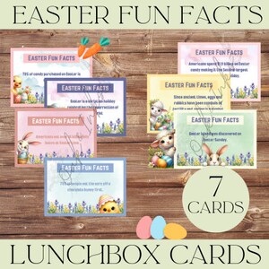 Lustige Osterlunchbox-Karten | Druckbare Notizen | Kinder | Brotdose | Sieben Karten | Osterfeiertage | Schule | Sofortdownload | Fakten |