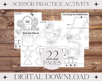 Scissor practice worksheets | Printable | Kindergarten | Cutting practice | homeschool | Instant download | Teaching | Scissor Skills |