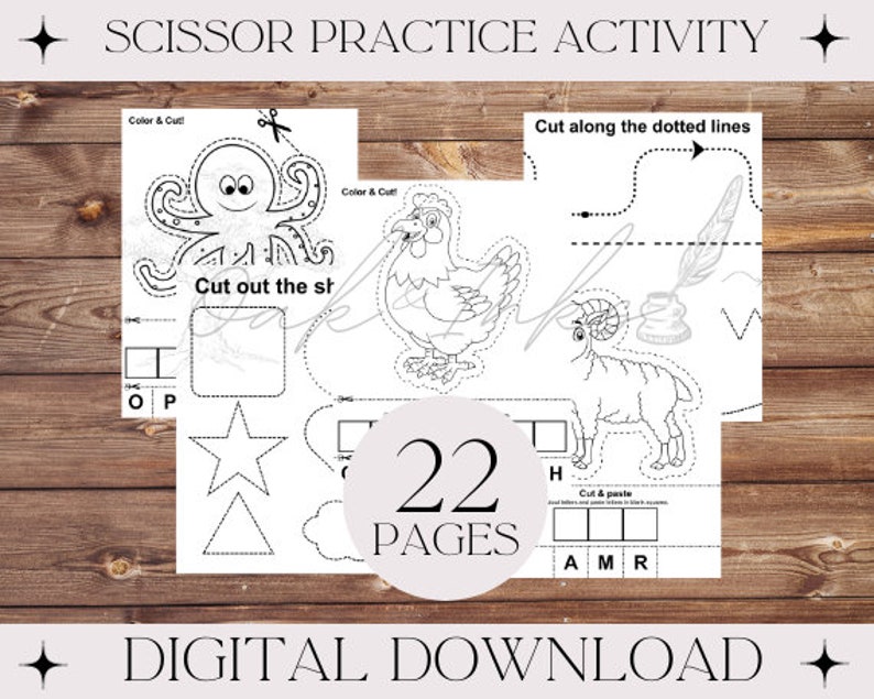 Scissor Practice Worksheets Printable Kindergarten - Etsy