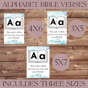 Watercolor Alphabet Scripture cards | ABC | Memorization | Bible verses | Flashcards | Sunday School | Homeschool | bundle | Bible study |