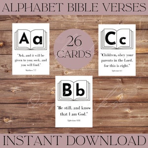 Alphabet Scripture Cards | 5x7 | Memorization | Bible verses | Flashcards | Sunday School | Home school | ABC | Bible study | Basic |