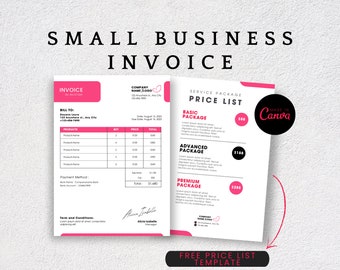 Editable Small Business Invoice Template: Pink Minimalist Design (Canva)