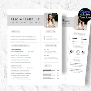 Resume Template with Photo, Professional Resume Template, Clean CV Template with Picture, Resume and Cover Letter Template