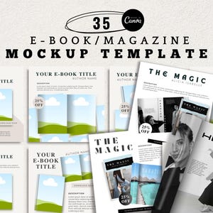 35 Ebook Mockup| Magazine Mockup| Book Mockup| Canva Mockup| Canva Mockup Template| Mockup Canva| Digital Product Mockup