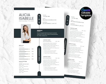 Professional Resume Template with Photo: Clean, Minimalist CV Design (Canva Editable Template)