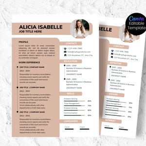 Resume Template with Photo, Professional Resume Template, Clean CV Template with Picture, Resume and Cover Letter Template