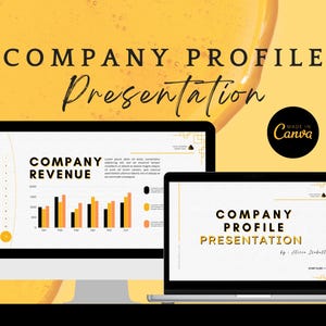 Company Profile Presentation Slide, Business Profile Presentation Slide Template, Business Presentation, Editable Canva Template,