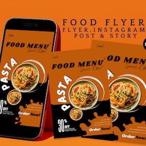 Editable Food Flyer, Flyer Menu, Food Truck Flyer, Food Festival Flyer Template, Instagram Post Template, DIY Editable Flyer Canva Template