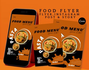 Editable Food Flyer Template: Canva Menu, Instagram Post (Digital Download)