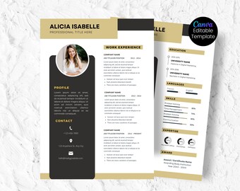 Professional Resume Template with Photo: Canva Editable (Digital Download)