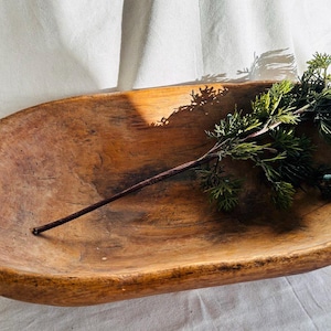 Antique Large Hand Carved Wood Dough Bowl } Large Oval Wooden Dough Bowl Handles } Kneading Trough } Wood Centerpiece Bowl } 2 Feet Long }