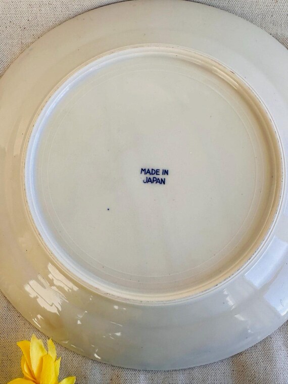 Vintage Blue and White Transferware Farm Scene } Blue Willow