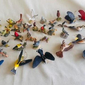 Vintage Collection of Song Bird Ornaments and Royal Cornwall Porcelain Birds } Bird Lover Collections of Mini Birds } Danbury Mint Birds }