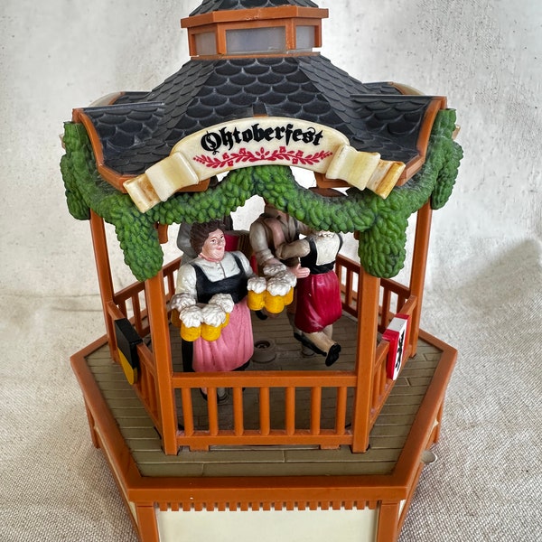 ENESCO } Oktoberfest Gazebo Music Box Display } Plays "Beer Barrel Polka" } Musical Carousel } Music Box } Vintage Music Carousel Beer }