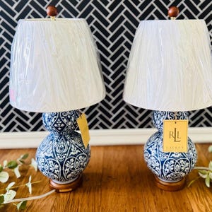 Pair Polo Ralph Lauren Home Double Gourd Cobalt Blue and White