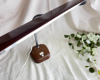 Vintage MCM Brown Metal Gooseneck Work Desk Lamp } Push Button Flex Neck Lamp } Retro Decor } Retro Office } Model TLBI Portable Lamp }