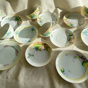 Nippon Coffee/Tea Saucer and Bread Dish Lot-All items Hand Painted Nippon China-No chips or cracks-Fine China-