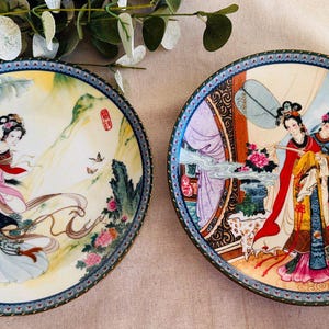 Imperial Jingdezhen Beauties of the Red Mansion Porcelain Plates { Oriental Collector Plates } Oriental Decor Collector } 1986 1985 }