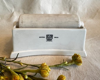Rare British Made Stamp/Envelope Roller Moistener { The Digby } Vintage Office Supply } Antique Ceramic Stamp Envelope Wetter } White }