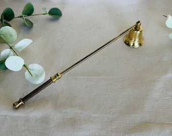 Vintage Brass Gold Candle Snuffer } Bell Shaped Candle Snuffer } Candlestick Snuffer } Ornate MCM Handle }