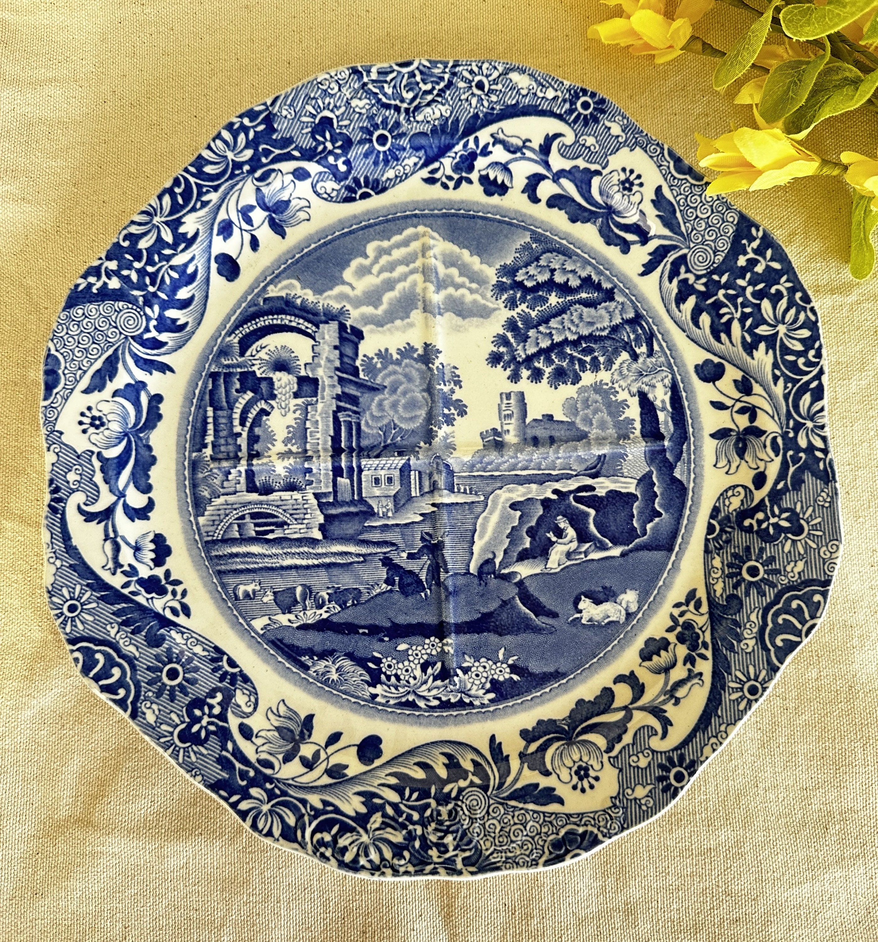 Vintage Italian Spode Blue and White Buffet/sandwich/cake Plate