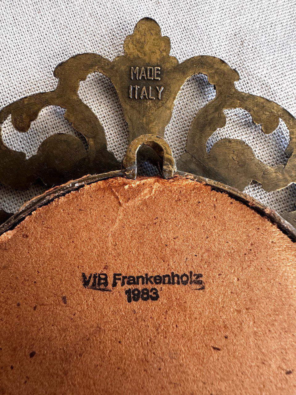 Vintage Brass Ornate Frame } Made in Italy } Floral Oval on