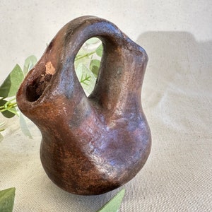 American Indian Art } Navajo Traditional Wedding Vase } Handcrafted Navajo Pottery Double Vase Pot } Rustic Hand Made Vase }