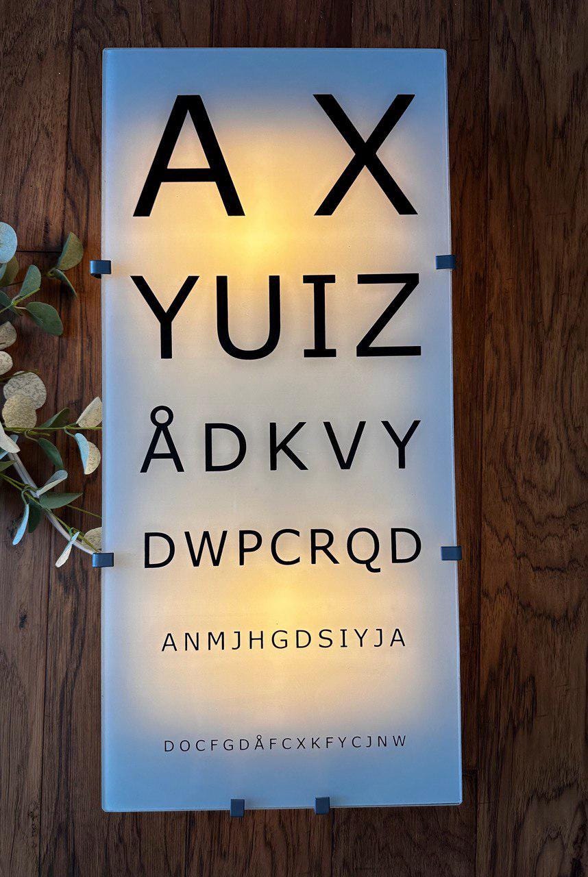 Vintage IKEA Wall Lamp, Model Gyllen } Eye Exam Lighted Chart Wall