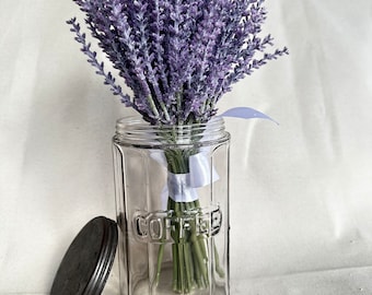 Antique Glass Coffee Jar-Glass Coffee Container-Glass Container with Lid-Hoosier Cabinet Glass Vase-Decorative Jar-
