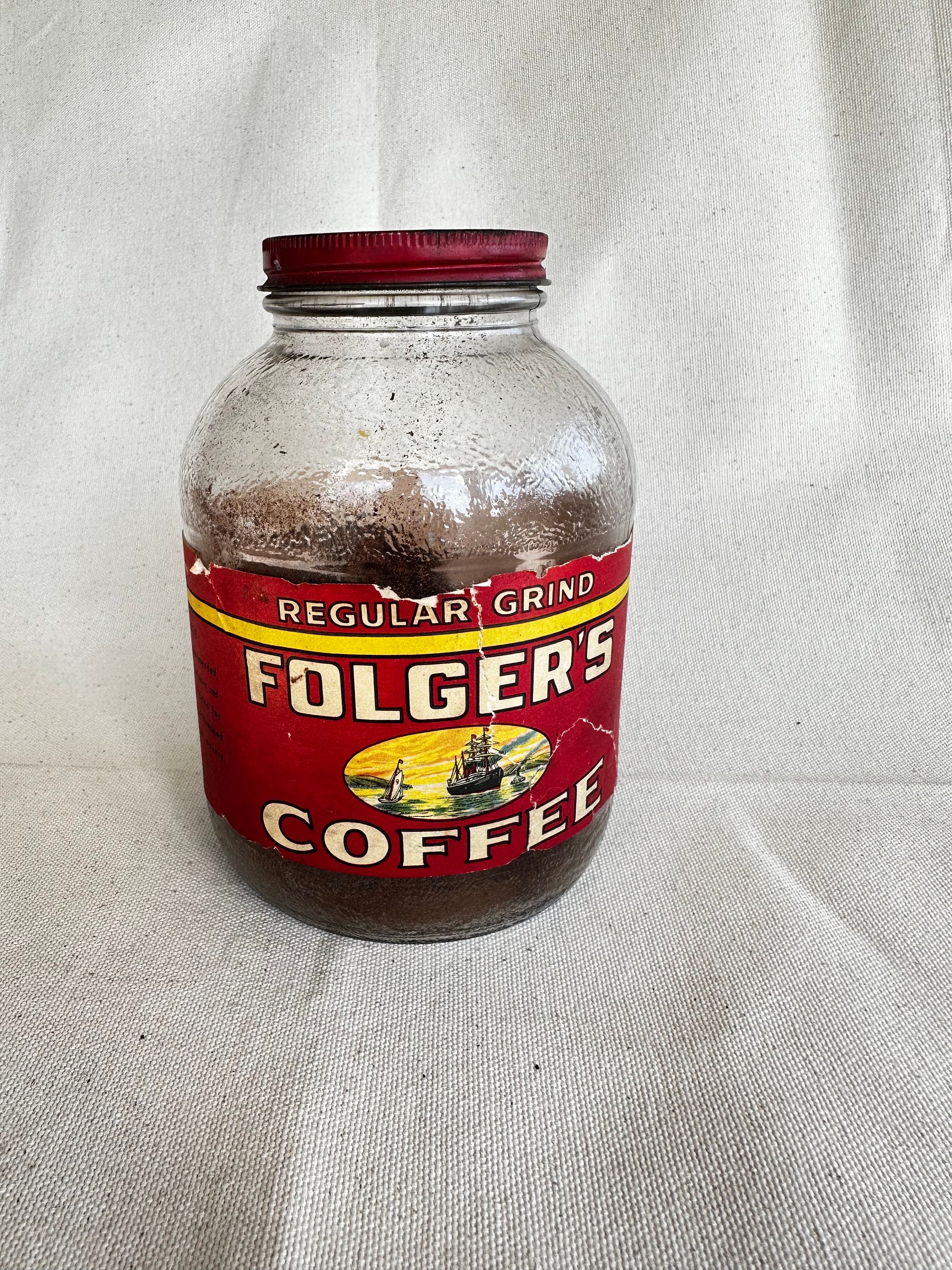 Antique Glass Folgers Jarvintage Glass Jar1pd Coffee Jarfarmhouse