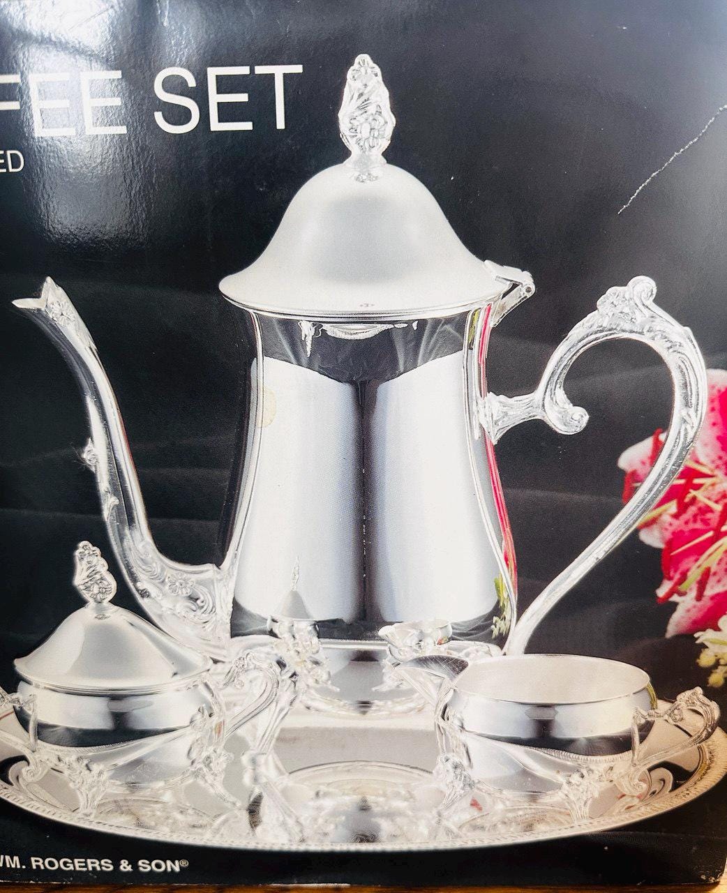 Vintage WM Rogers and Sons Silverplate Coffee Tea Set } Silver