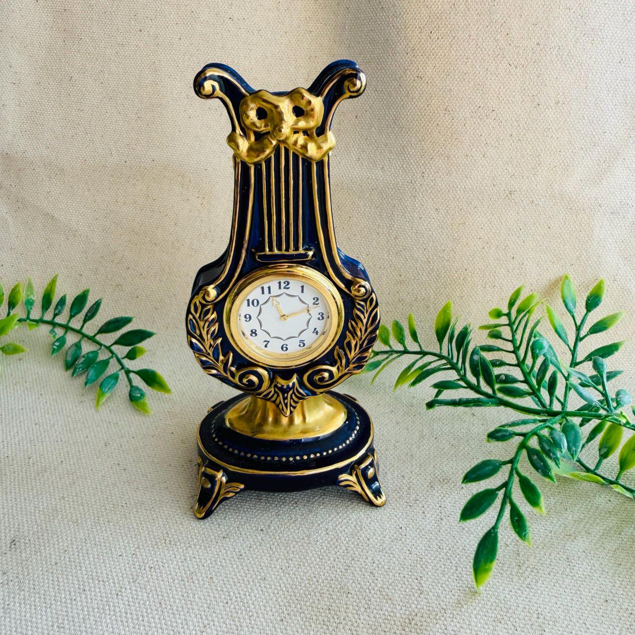 Vintage Cobalt Blue and Gold Miniature Clock } Franklin Mint