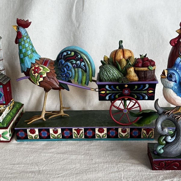 Jim Shore Heartwood Creek Collectibles { Spring Chicken { Rooster { Red Barn { Blue Bird { Farmhouse Collectible  Figurines