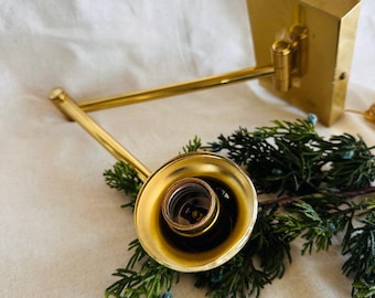 Vintage Brass Swing Arm Gold Light } Wall Mount Swing Arm Single Bulb Light { Never been used } MCM Wall Light } Modern Articulated Light }
