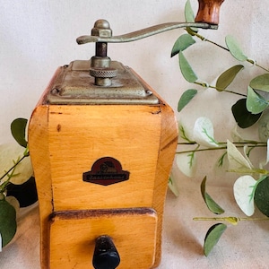 Vintage Zassenhaus Mokka Coffee Grinder } Vintage Coffee Mill Adjustable Grind Mill } Beech Wood Chassis } Hand Grinder } Rectangle Grinder