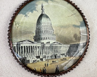 Willan F-Glass and Copper Coaster-Made Exclusively for Tiny Jewel Box-Federal Collection-Wine Bottle Coaster-Drink Coaster