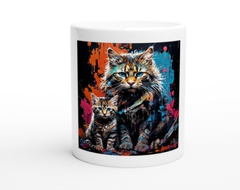 Mug Cat Lovers - Mug en céramique blanche de 11 oz