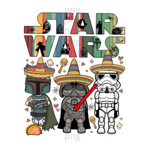 Star Wars PNG Darth Vader Stormtrooper personnalisé Cinco de Mayo PNG, Happy Mexican Fiesta Party png, voyage en famille Galaxy de Hollywood Studios