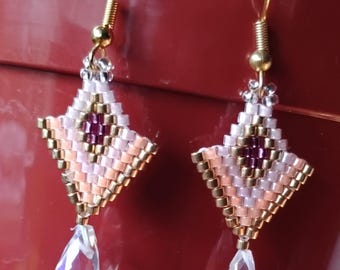 Beaded Mini Hook Earrings Blossom Flowers || Cute Handmade Earrings