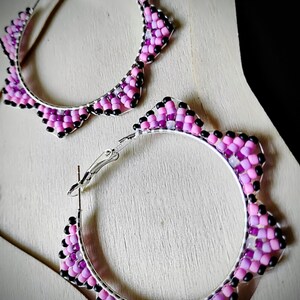 Beaded Hoops Large Sunburst || Native Beadwork || Seed Bead Hoop Earrings