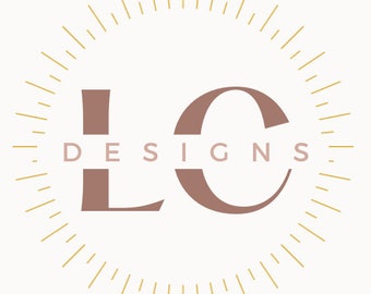 May include: A logo with the letters "LC" in a brown color, with the word "DESIGNS" in white text below the letters. The logo is surrounded by a circle of gold rays.