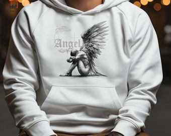 Gothic Angel Wings Hoodie: Unisex Graphic Pullover