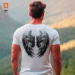 Angel Wings T-Shirt - Heavenly Angel Back Print Tee - unique Streetwear - Divine Guardian Graphic Top - Fashionable Spiritual Clothing