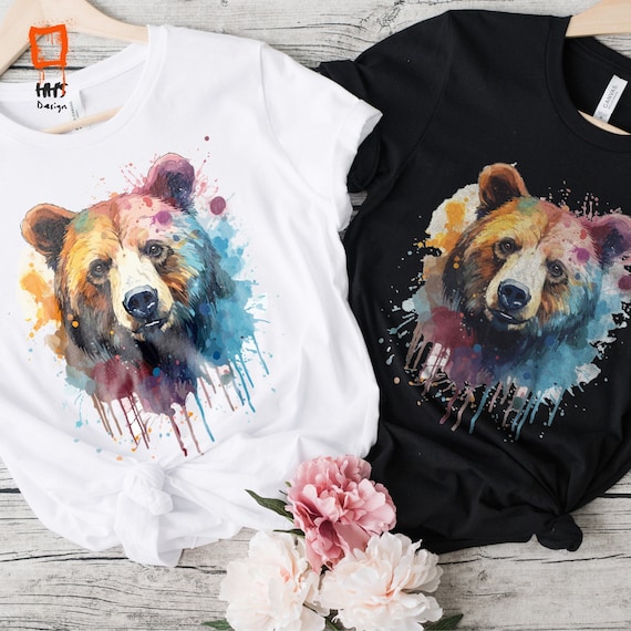 Unisex Colorful Bear Art T-shirt - Graphic Print Tee