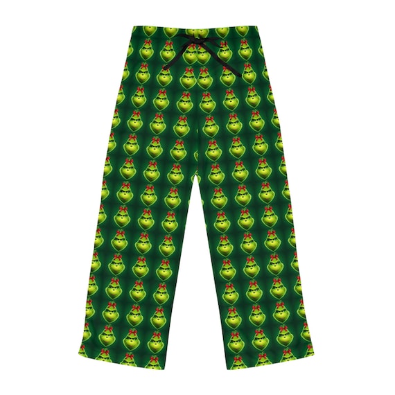 Grinch Christmas Pajama Pants, Holiday Sleepwear, Women's Lounge