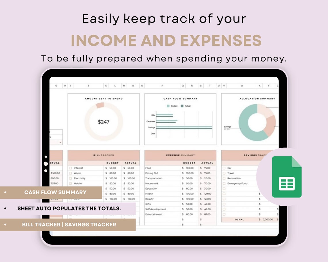 2024 Simple Budget Planner Google Sheets Template Monthly Etsy Canada