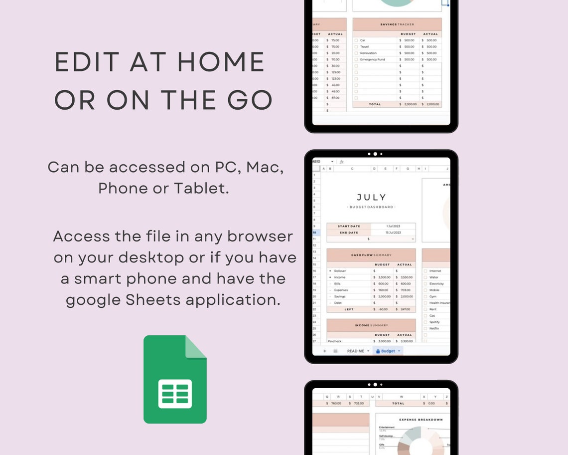 2024 Simple Budget Planner Google Sheets Template Monthly Etsy Canada