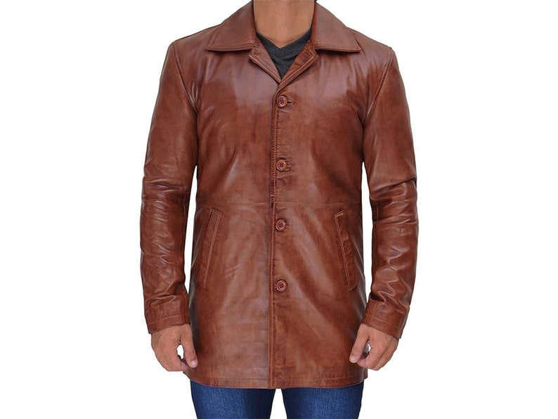 Men's  Brown Four Button Over Coat main image 0