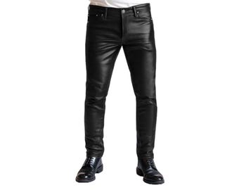 Handmade Sheepskin Leather Biker Pants: Slim Fit Streetwear